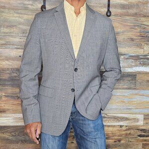 Banana Republic Tailored Fit Itali Wool Gray Plaid Blazer Jacket 42R